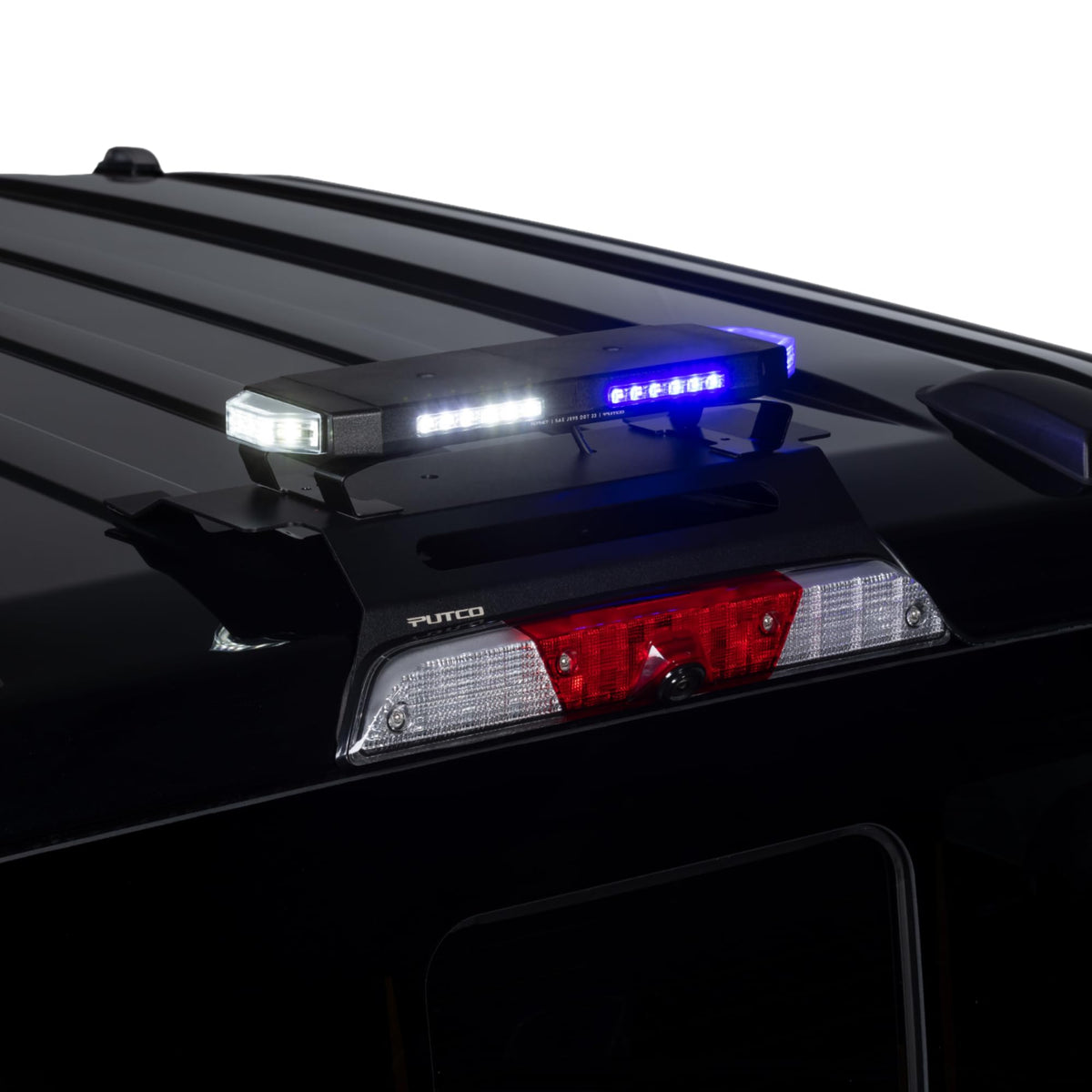 Putco 950216 Putco Tri-Hornet LED Stealth Rooftop Strobe Light Bar (Amber, White & Blue), 16" Tri Color Strobe Light