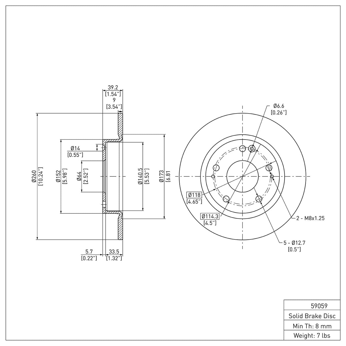 Dynamic Friction 600-59059 Rear Brake Rotor