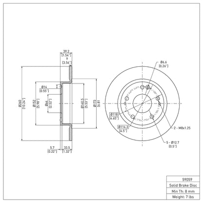 Dynamic Friction 600-59059 Rear Brake Rotor