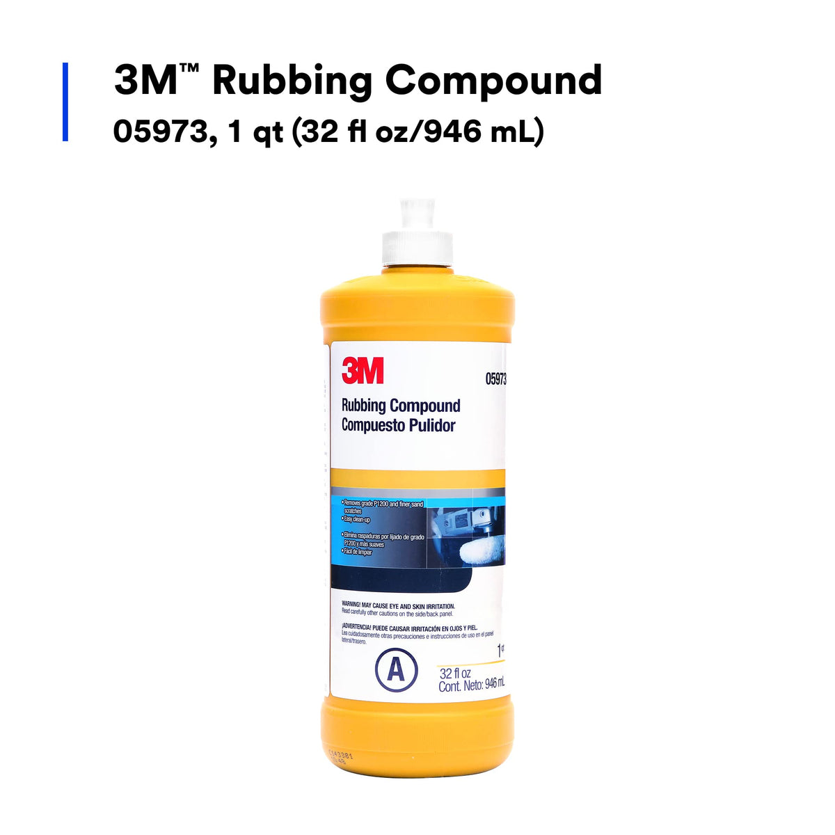 3M 05973 3M Rubbing Compound, 05973, Liquid Formula,1 qt (32 fl oz/946 mL)