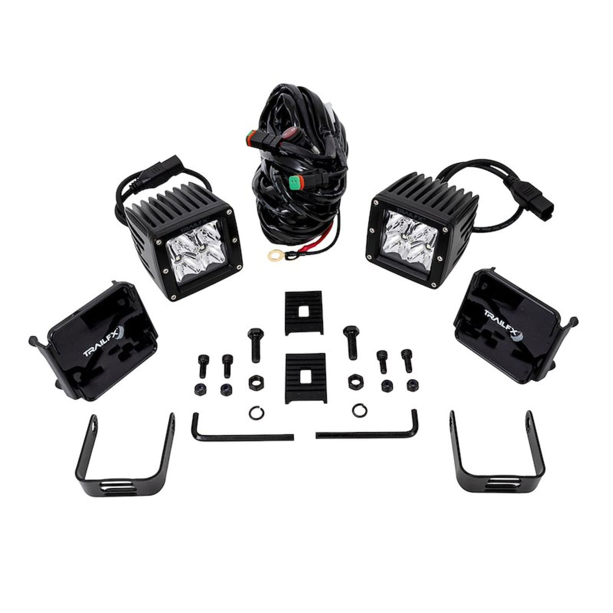 TRAILFX 2X2S2 Trailfx Driving/Fog Light 2X2S2, LED Bulb, 4 Clear LED 5 Watt Bulbs, 3 Inch Square, 8 Degree Spot Beam, Clear Polycarbonate Lens, Bracket Mount, 20 Watt Blubs Amp Draw 1.2 AMP At 12 Volts, Set Of 2