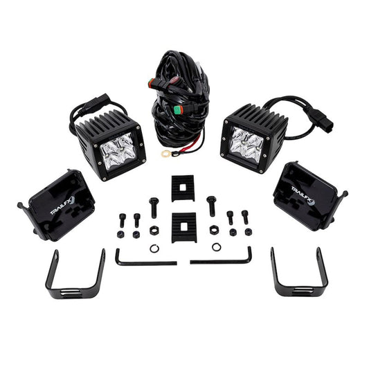 TRAILFX 2X2S2 Trailfx Driving/Fog Light 2X2S2, LED Bulb, 4 Clear LED 5 Watt Bulbs, 3 Inch Square, 8 Degree Spot Beam, Clear Polycarbonate Lens, Bracket Mount, 20 Watt Blubs Amp Draw 1.2 AMP At 12 Volts, Set Of 2