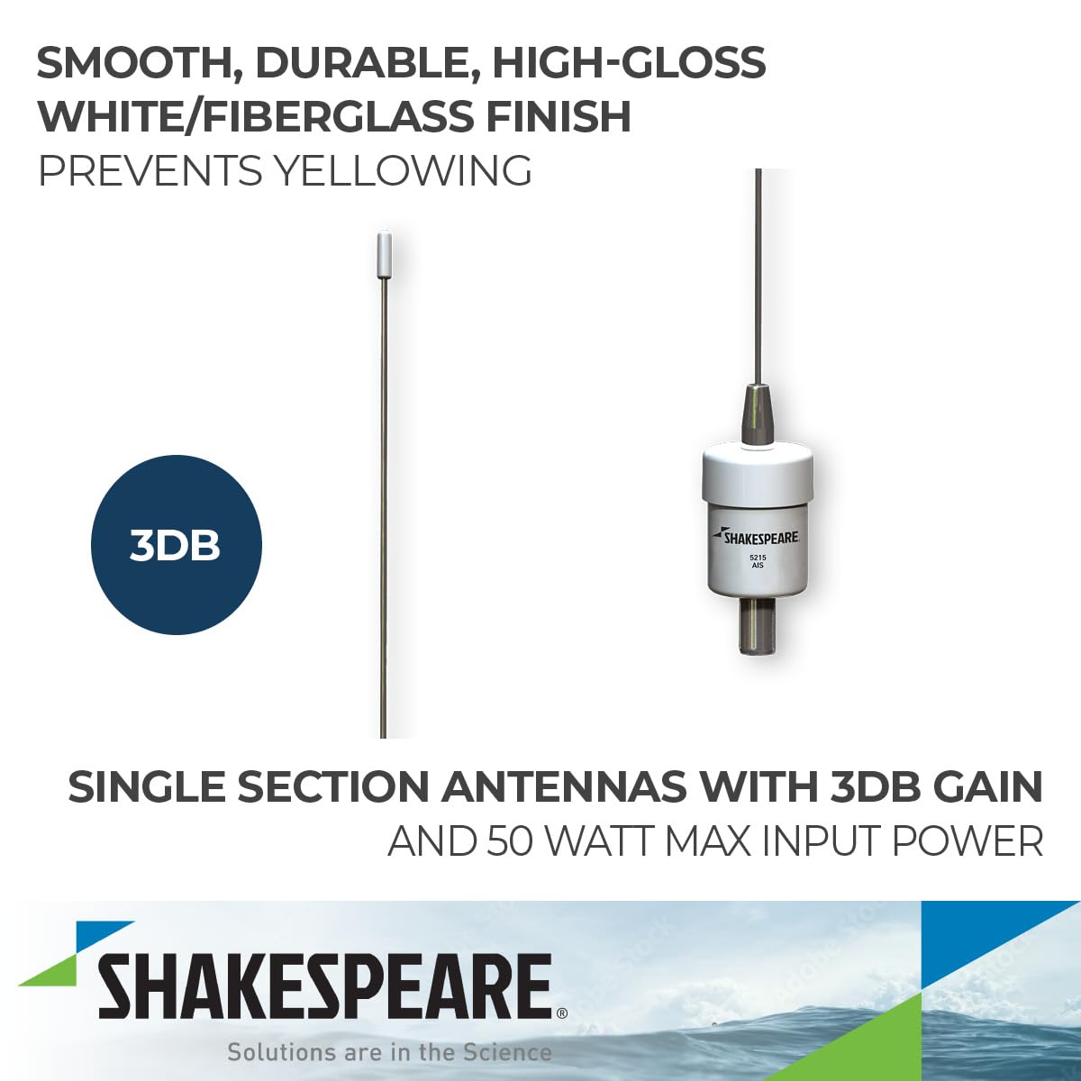 SHAKESPEARE 5215-AIS Shakespeare 5215-AIS AIS ANTENNA 36'3DB S/SWHIP SAILBOAT