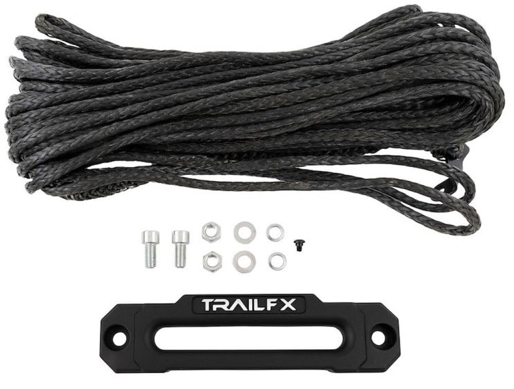 TRAILFX WXV007 TrailFX WXV007 XV95 Series Winch Cable, 9500 LB Synthetic Rope, 8.4mm x 94 Foot, with Hawse Fairlead, Replacement for XV Series Winches