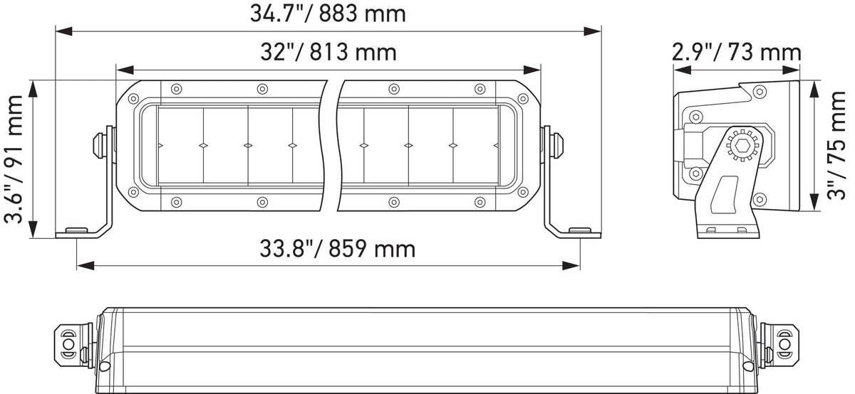 HELLA 358197411 Hella Black Magic Tough 30 Inch Double Row LED Lightbar- Performance High Beam Off-Road Light for Pickup Trucks, ATV, SUV, 4x4, Jeep, Tractors / 358197411