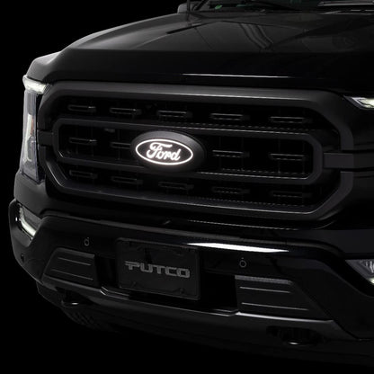 Putco 92609 Putco Luminix White Oval LED Grille Emblem Fits Ford F150 2024-2027 - Fits w/Front Camera, Includes Plug-N-Play Harness (Fuse Box Install)