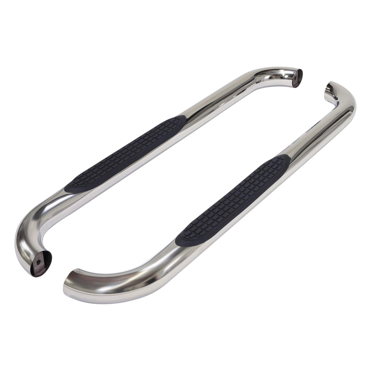 TRAILFX A0061S TrailFX Nerf Bars for Chevrolet Silverado 1500 Standard Cab 2020-2021 3 Inch Round Bent Polished Stainless Steel Side Steps Slip-Resistant Step Pads Frame Body Mount Set of 2 Running Boards
