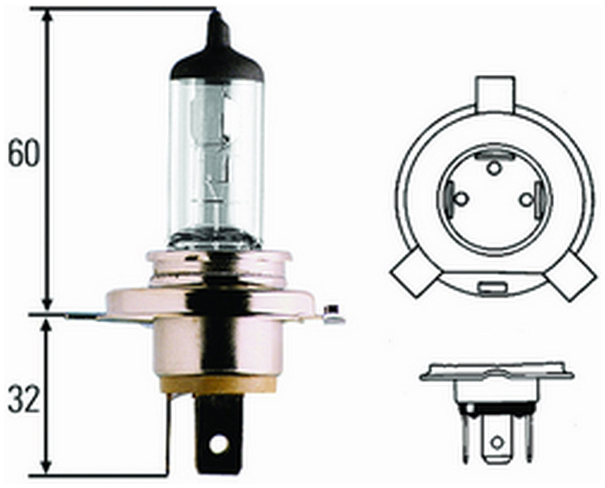 HELLA H4 24V 100/90W Hella H4 24V 100/90W BULB 24V 100/90W P43T T4.