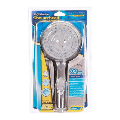 CAMCO 43713 Camco 43713 RV Shower Head Kit with On/Off Switch and 60" Flexible Shower Hose (Chrome)