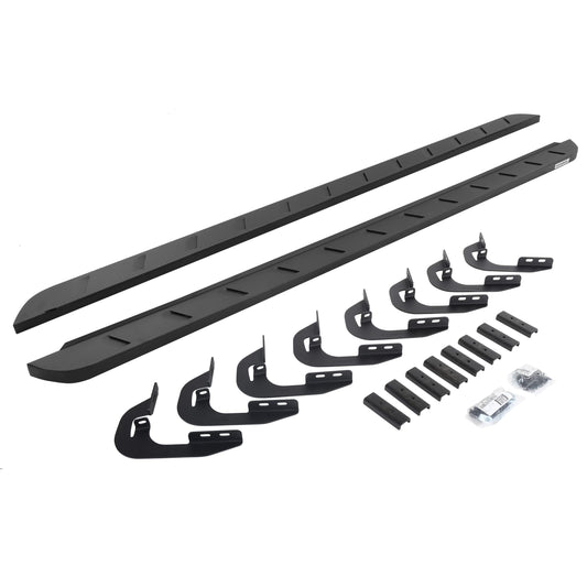 GO RHINO 63405880SPC Go Rhino RB10 Slim Running Boards & Brackets | Galvanized Steel, Textured Black | 63405880SPC | Fits 2014-2018 Chevrolet Silverado/GMC Sierra 1500 Double Cab (See Description)