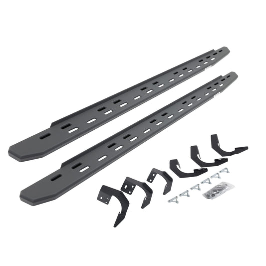 GO RHINO 69629980SPC Go Rhino RB30 Slim Running Boards & Brackets | Galvanized Steel, Textured Black | 69629980SPC | Fits 2015-2018 Ram 1500 Quad Cab Pickup; 2019-2023 Ram 1500 Classic Quad Cab Pickup