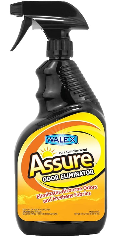 WALEX ASSURE32PS Walex Assure RV Odor Eliminator Air Freshener Spray - Neutralizes Airborne Odors & Freshens Fabrics, Instant Odor Elimination with Natural Essential Oils, Pet Safe, Long Lasting; Pure Sunshine, 32 oz
