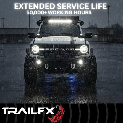 TRAILFX 2X2BKF2 Trailfx Driving/Fog Light 2X2BKF2, LED Bulb, 4 Clear LED 10 Watt Bulbs, 3 Inch Square, 90 Degree Flood Beam, 9600 Raw Lumens, Clear Lens, Bracket Mount, Set Of 2
