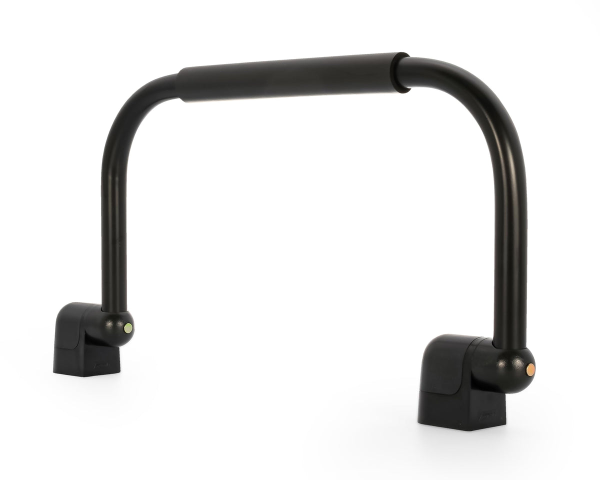CAMCO 42197 Camco Fold-Away RV Grab Handle - Provides Secure Hold for Entering & Exiting - Measures 18-in, for Smaller RVs & Trailers - Easily Installs Beside RV Door, Hardware Included - Black (42197)