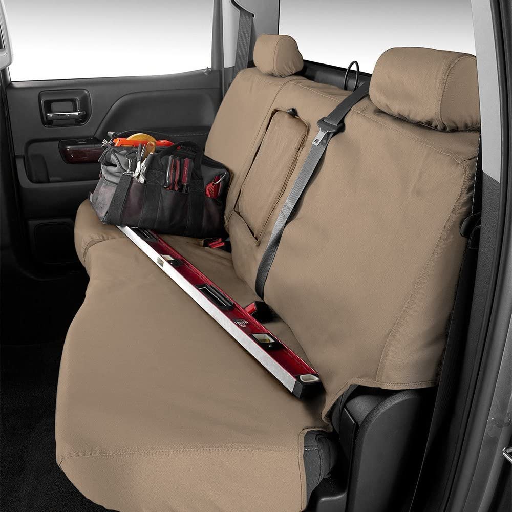 Covercraft SS3259PCTP Covercraft Custom-Fit Front Bench SeatSaver Seat Covers - Polycotton Fabric, Taupe