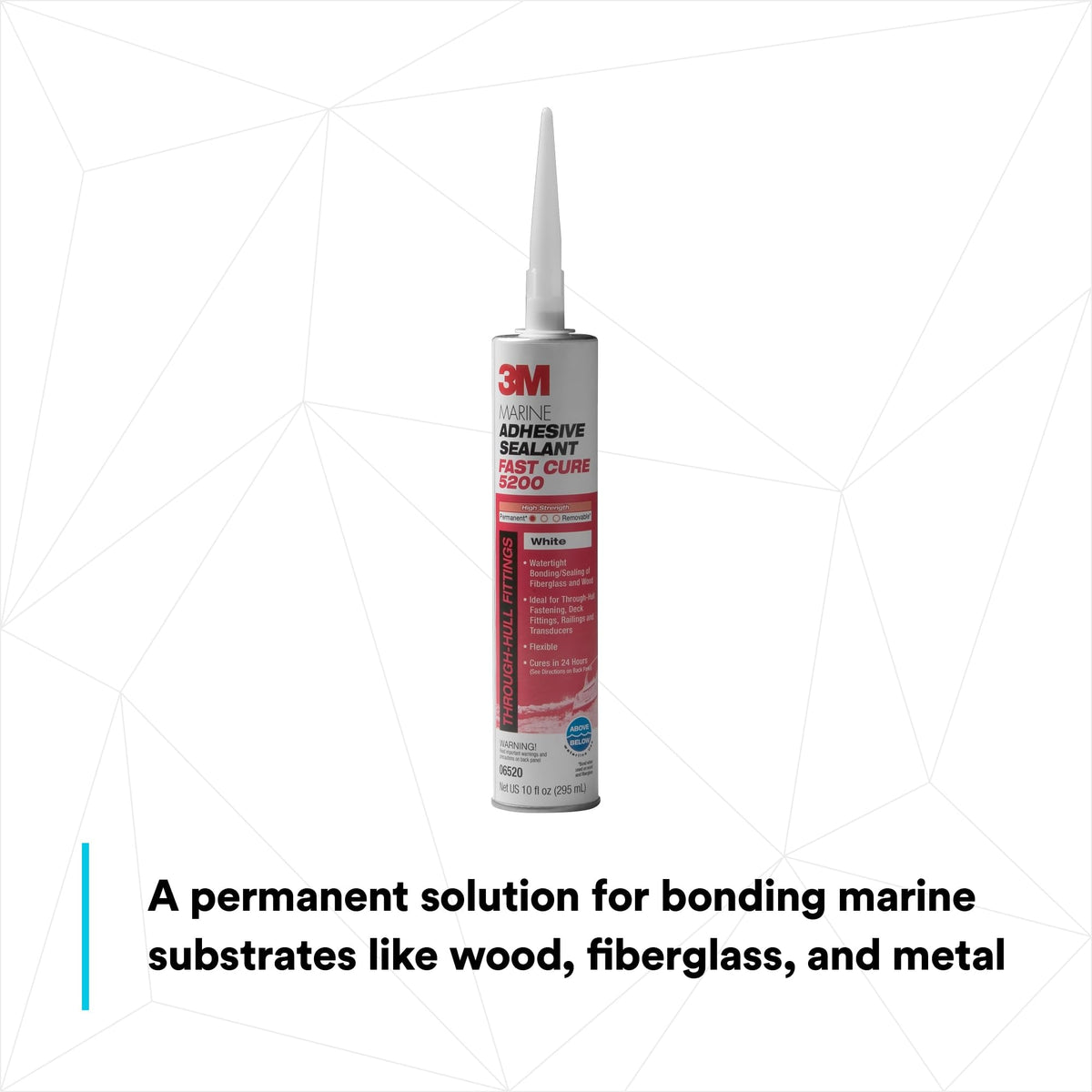 3M 06520 3M Marine Adhesive Sealant 5200FC Fast Cure, White, 10 fl oz Cartridge