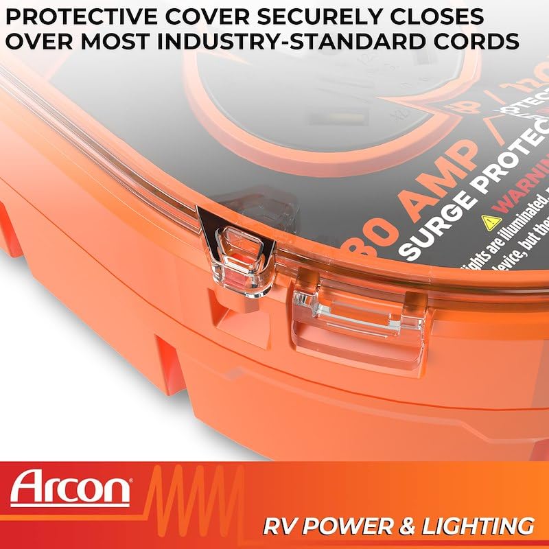 ARCON 19758 Arcon 19758 Portable 30 Amp 120 Volt RV Surge Protector with CETL Certification, 3600 Joules Power Surge Protection, Low Voltage & Fault Indicator Lights, Lock and 36 Inch Cable Included