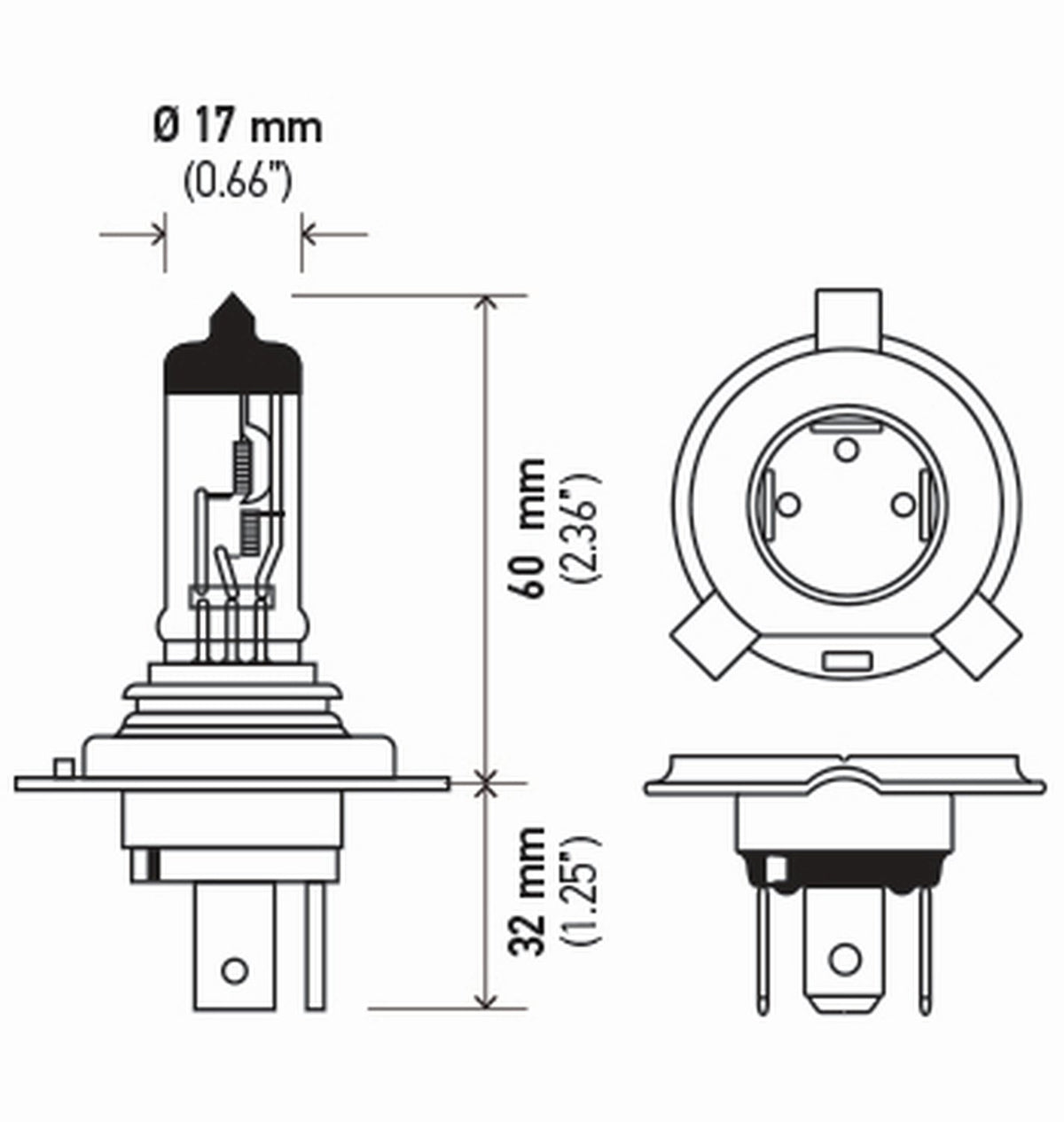 Hella H435/35WTB BULB H4 12V 35/35W P43T T4.625 (2