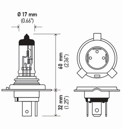 Hella H435/35WTB BULB H4 12V 35/35W P43T T4.625 (2