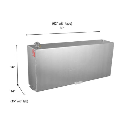 RDS MFG INC 72118 RDS MFG INC 72118 Vertical Transfer Fuel Tank - 90 Gallon Capacity 60" L x 14" W x 26" H, Silver Mill Finish Aluminum