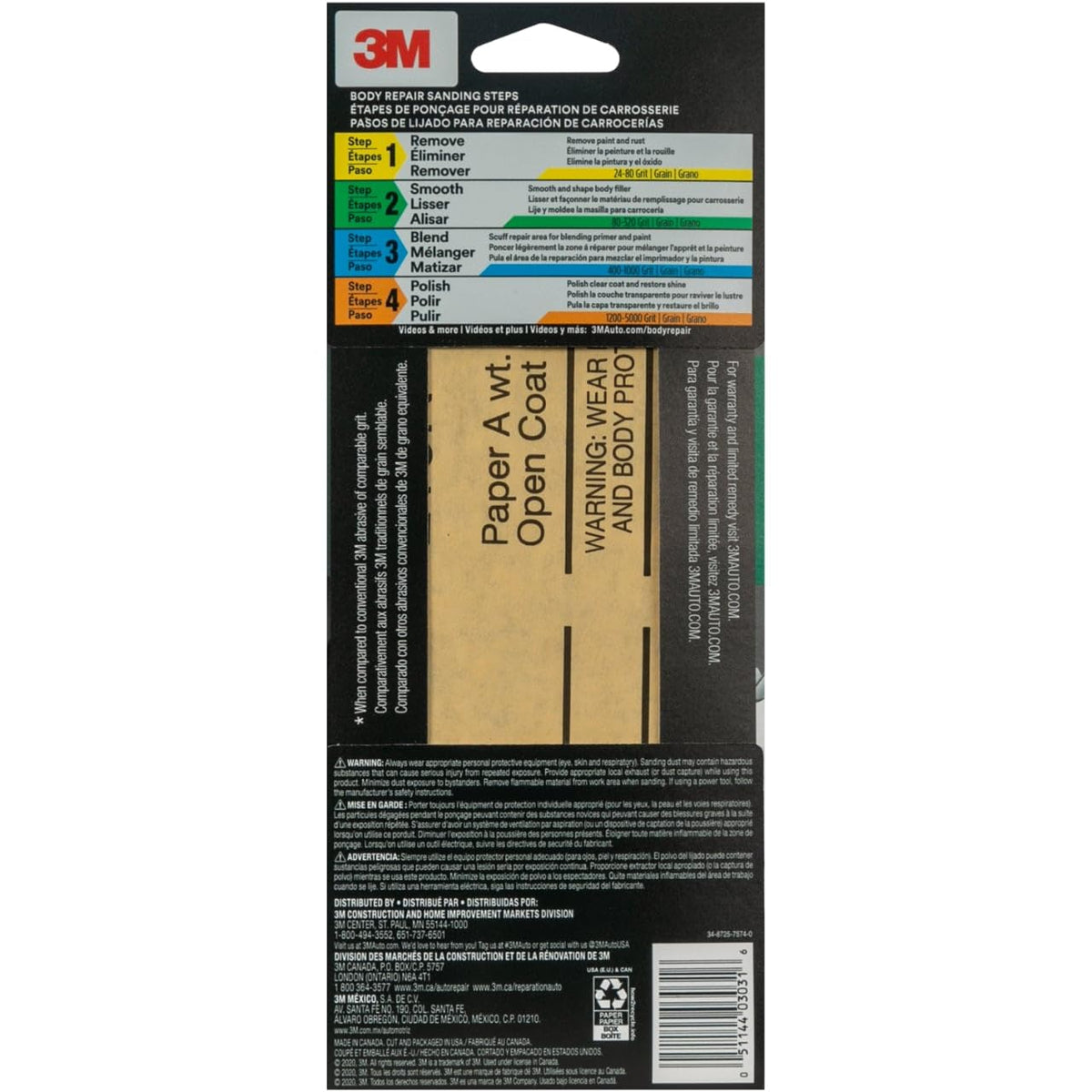 3M 03031 3M Sandpaper, 03031, 180 Grit, 3 2/3 in x 9 in, 6 Sheets