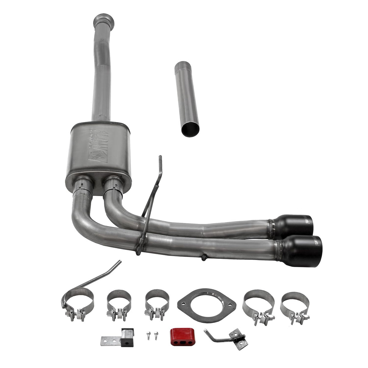 FLOWMASTER 718116 Flowmaster 718116 FlowFX Cat-Back Exhaust Kit 3 to 2.5 Inch Dual Same Side Exit 409 Stainless Steel 4 Inch Black Ceramic Coat 304 Stainless Steel Tips Compatible with 2020-2024 Ford F-150 2.7 3.5 5.0L