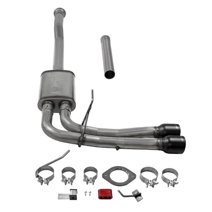 FLOWMASTER 718116 Flowmaster 718116 FlowFX Cat-Back Exhaust Kit 3 to 2.5 Inch Dual Same Side Exit 409 Stainless Steel 4 Inch Black Ceramic Coat 304 Stainless Steel Tips Compatible with 2020-2024 Ford F-150 2.7 3.5 5.0L