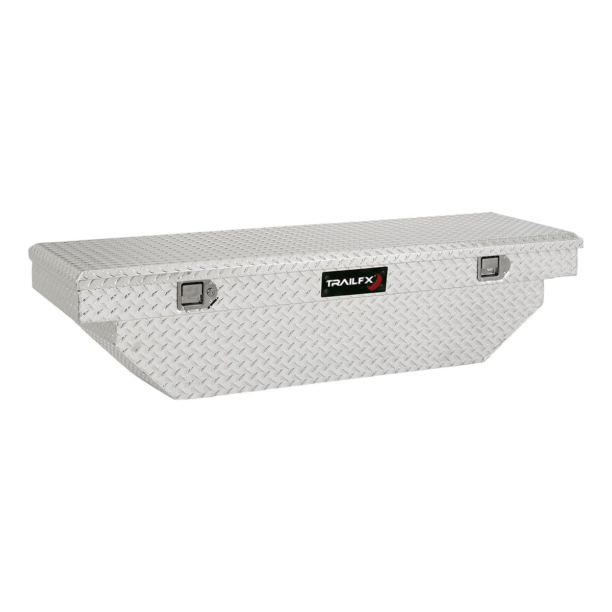 TRAILFX 110631 TrailFX Tool Box 110631 Crossover Angled Single Lid With Struts Diamond Tread Bright Polished 16 Gauge Aluminum 8 Cubic Foot Capacity With Plastic Tray