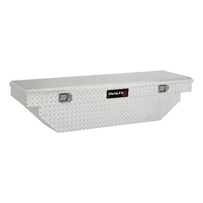 TRAILFX 110631 TrailFX Tool Box 110631 Crossover Angled Single Lid With Struts Diamond Tread Bright Polished 16 Gauge Aluminum 8 Cubic Foot Capacity With Plastic Tray