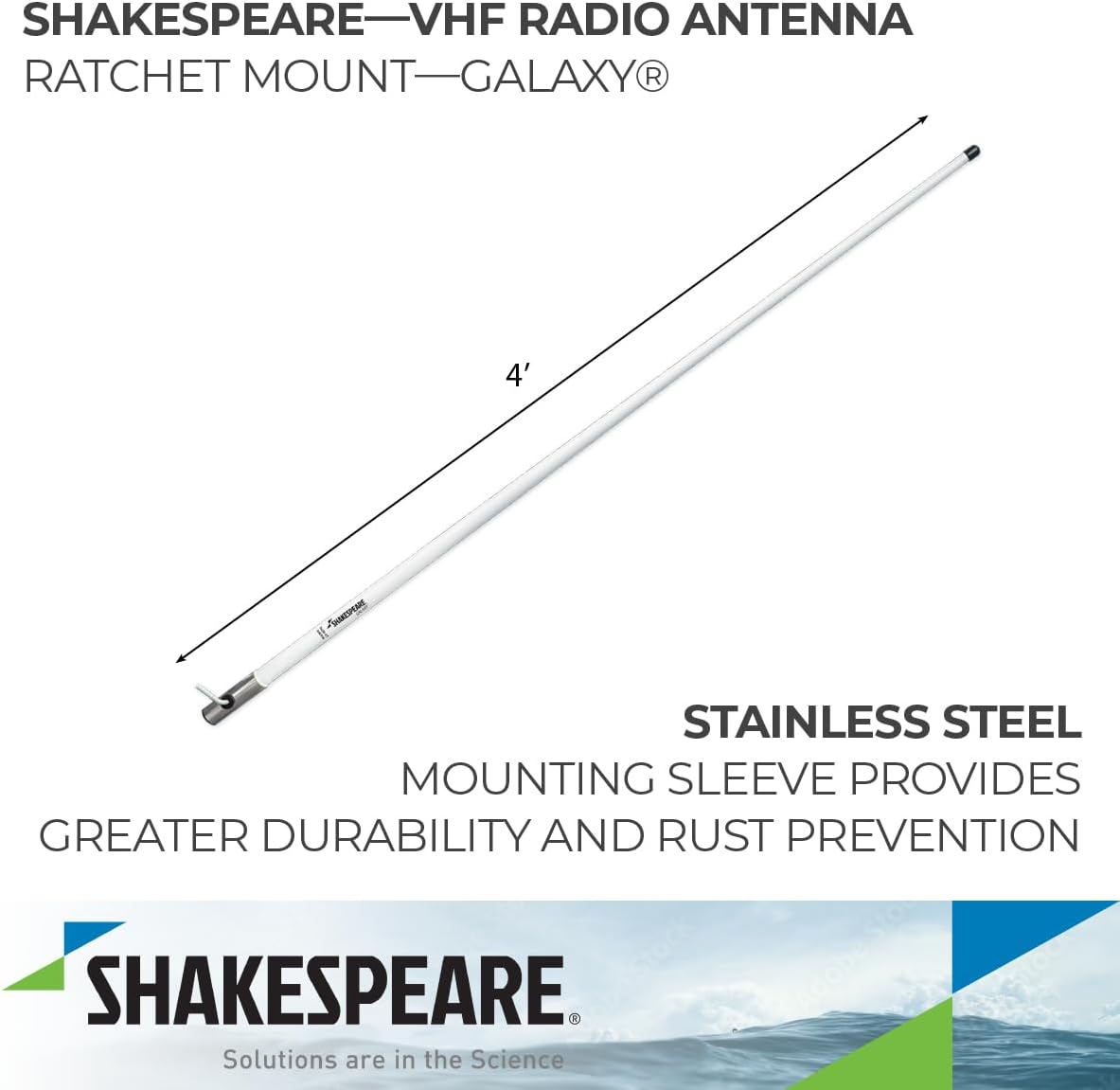Shakespeare 5420-XT Galaxy Little Giant AM/FM Antenna , White , 4 foot