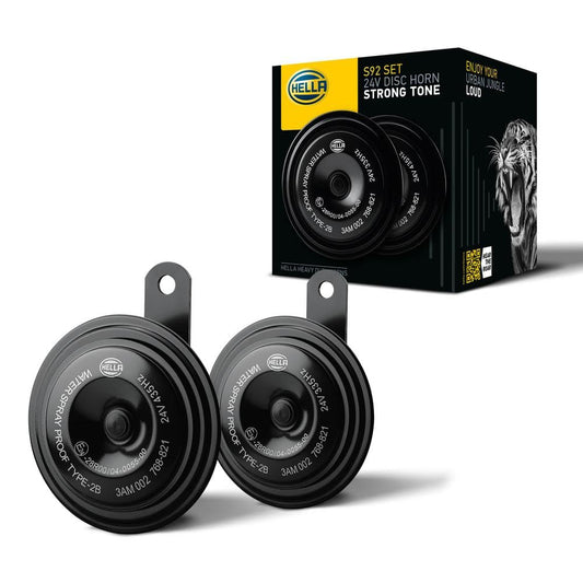 HELLA 002768821 HELLA 002768821 Black 92mm 24V Disc Horn Kit (Universal Fit)