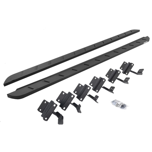 GO RHINO 63415587SPC Go Rhino RB10 Slim Running Boards & Brackets | Galvanized Steel, Textured Black | 63415587SPC | Fits 2015-2024 Ford F-150 Super Crew Cab & Others (See Description)