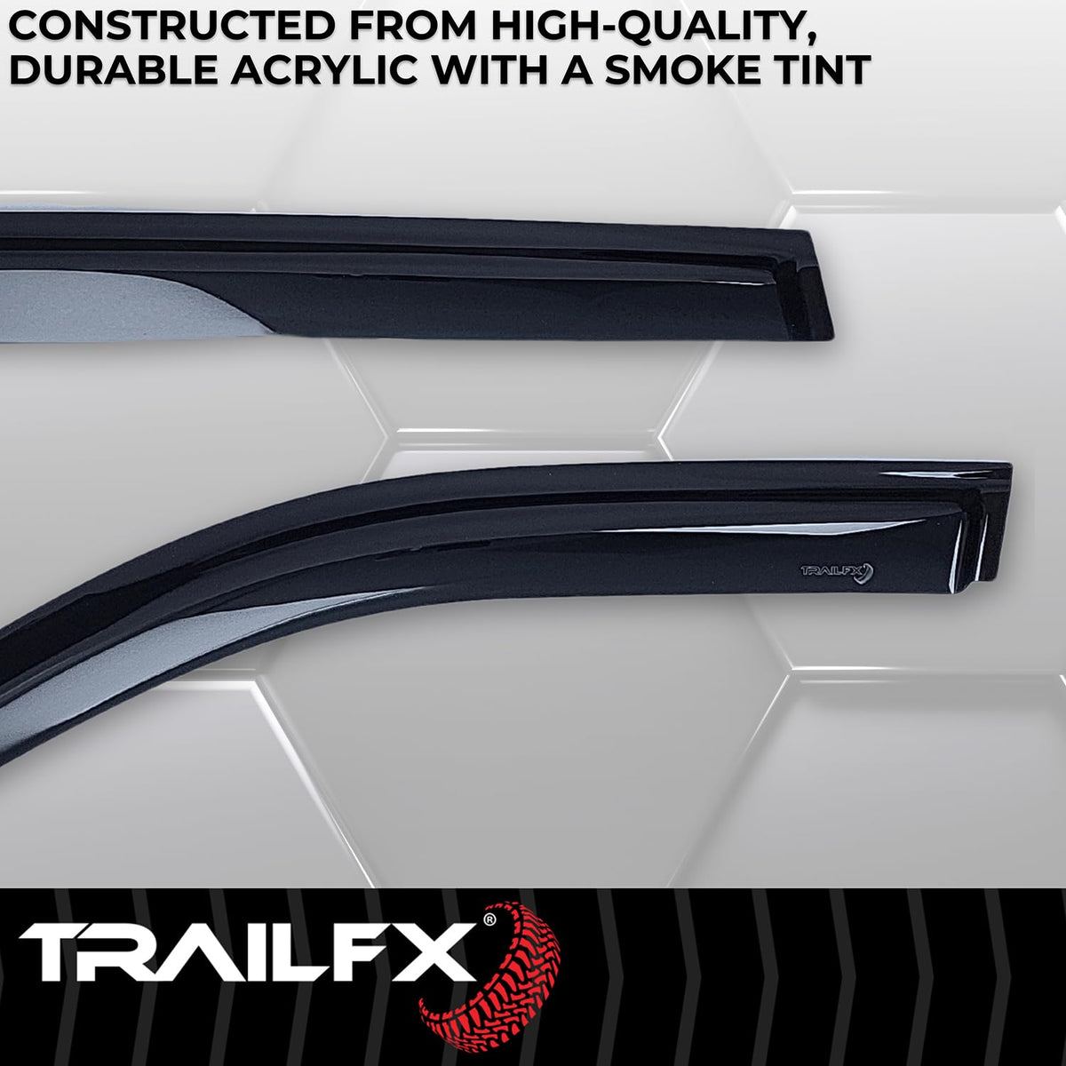 TRAILFX 4739H TrailFX Acrylic Rainguards Fits 2020-2025 Toyota Highlander Low Profile Tape-On Smoke Window Vents Outside Channel Mount Set of 4 Rain Guards TrailFX 4739H
