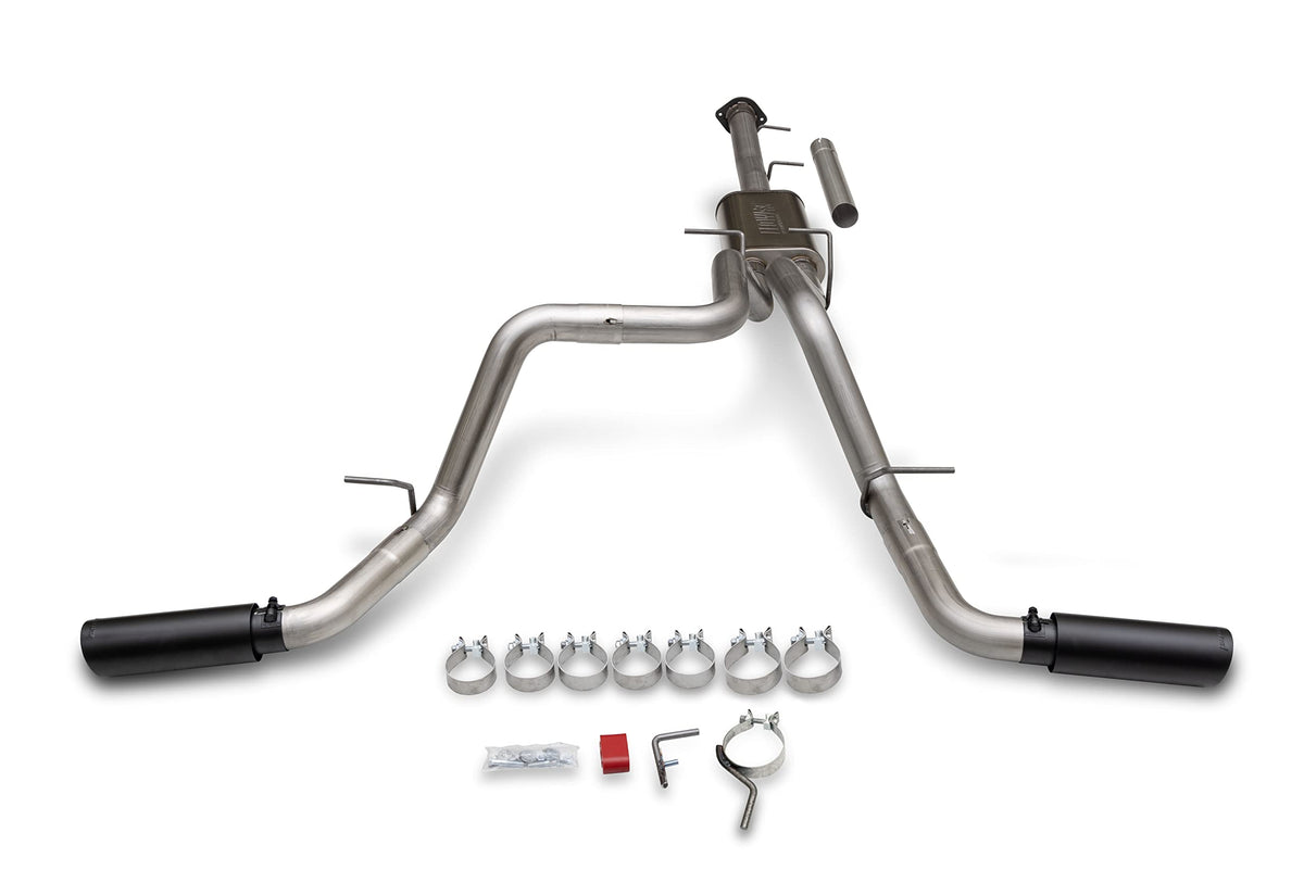 FLOWMASTER 717987 Flowmaster 717987 FlowFX Cat-Back Exhaust Kit 3.5 to Dual 3 Inch Stainless 4 Inch Black Tips Compatible with 2011-2019 Chevy Silverado GMC Sierra 2500/3500HD Crew Cab 6.5 Foot Bed 6.0L 2/4WD