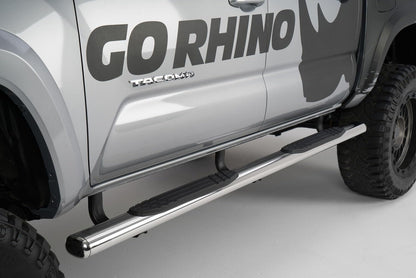 GO RHINO 104443587PS Go Rhino 4" Oval 1000 Series Sidesteps & Brackets | Stainless Steel, Polished | 104443587PS | Fits 2022-2024 Toyota Tundra Crew Max Pickup