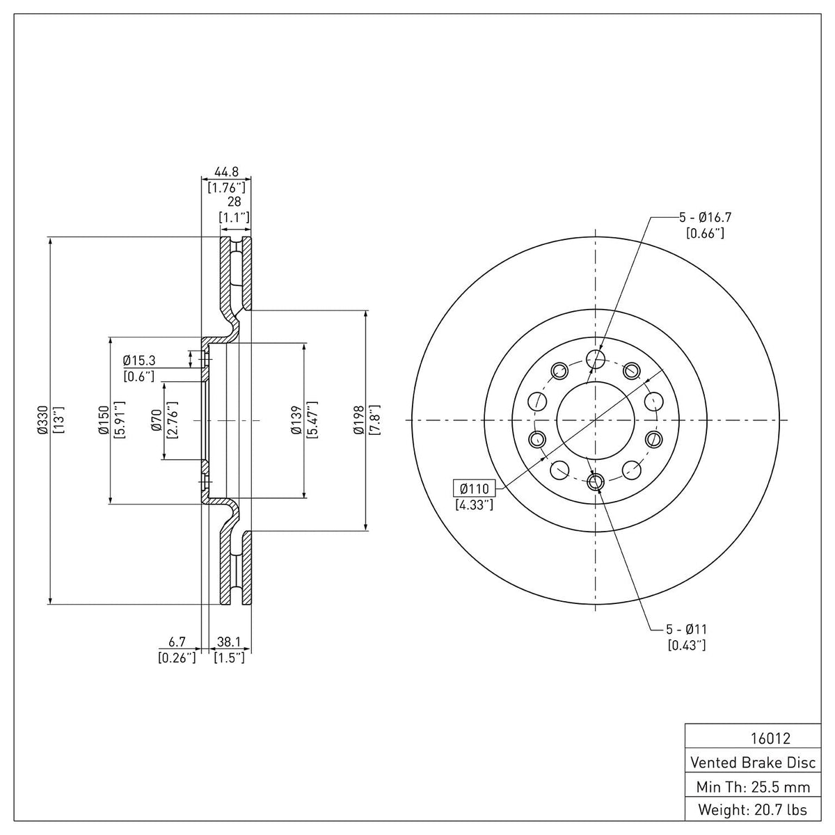 Dynamic Friction 600-16012 Front Brake Rotor