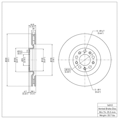 Dynamic Friction 600-16012 Front Brake Rotor