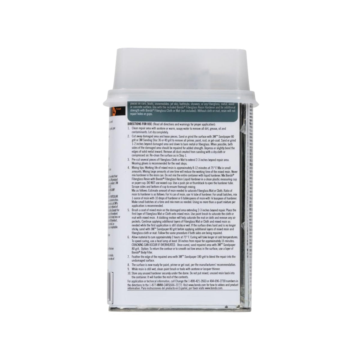 3M 401 3M Bondo Fiberglass Resin 0.9 Pint, Stage 2, Waterproof Formula for Repairing, Resurfacing, or Rebuilding Metal, Wood, Fiberglass or Masonry Surfaces (401)