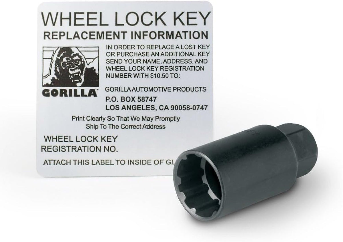 GORILLA 71631NBC Gorilla Automotive 71631NBC Acorn Black Chrome Wheel Locks (12mm x 1.50 Thread Size) Pack of 4