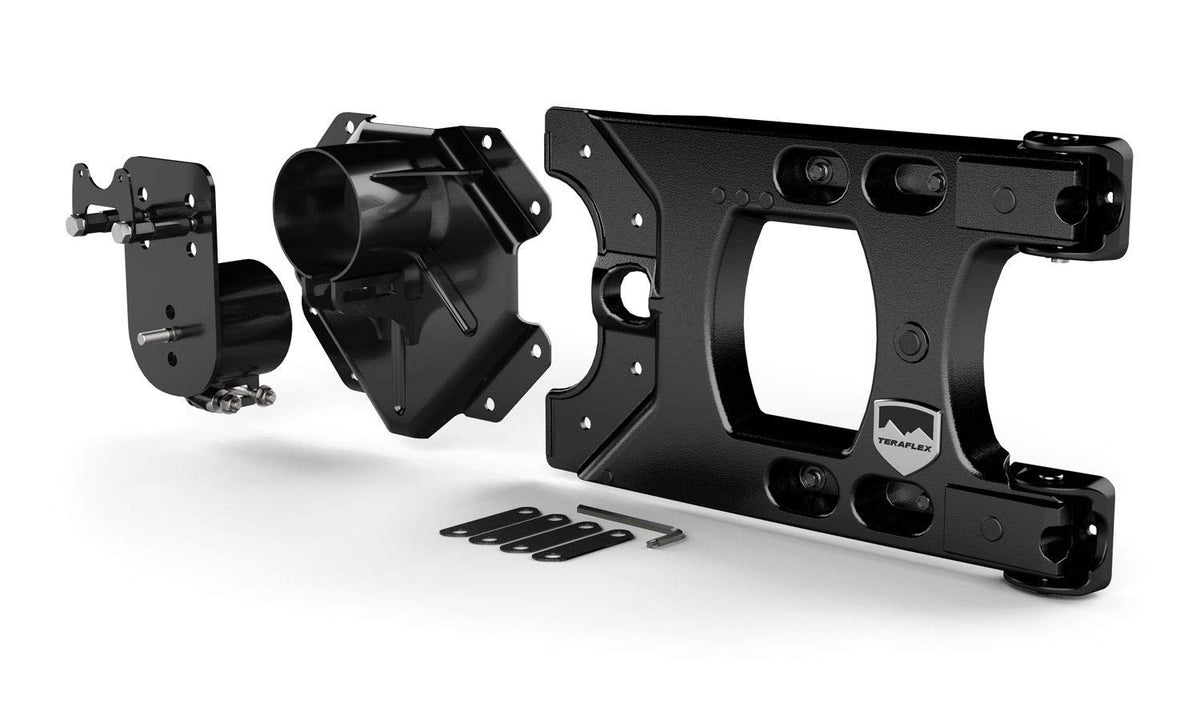 TERAFLEX 4838150 TeraFlex 4838150 JK/JKU Alpha Hinged Carrier & Alpha HD Adjustable Spare Tire Mounting Kit-Complete , black