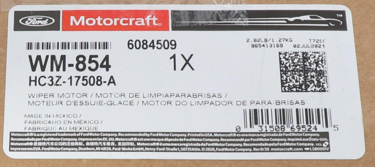 Motorcraft WM854 MOTOR ASY-WIPER