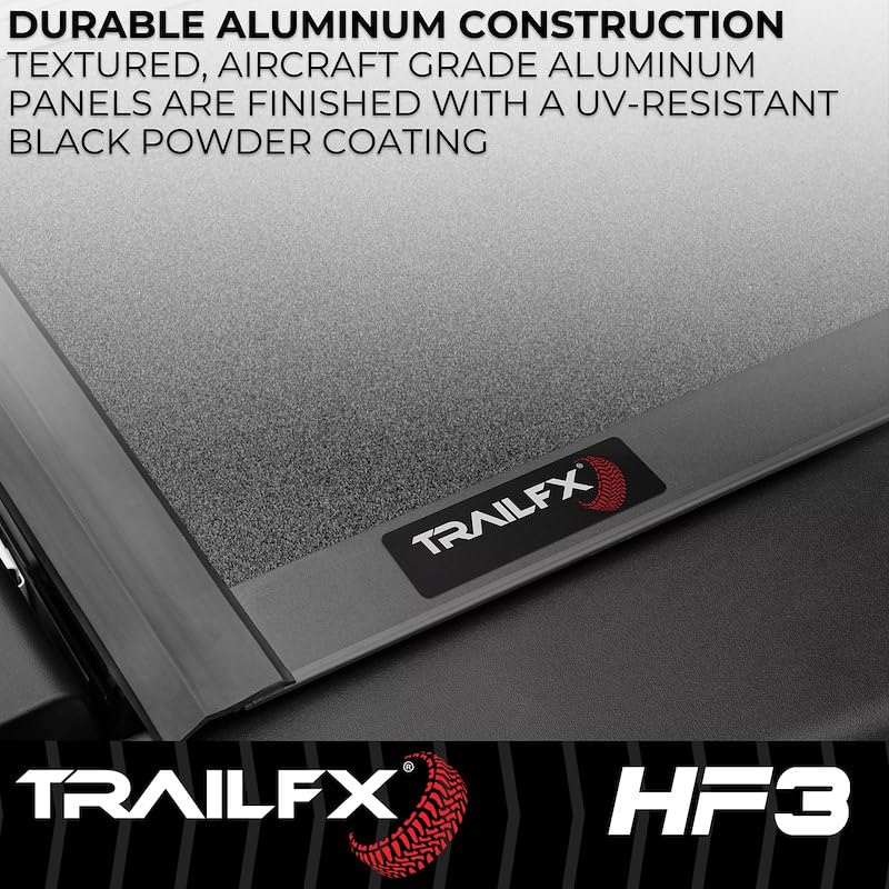 TRAILFX TFX8004 Hard Folding Tonneau Cover Fits Ford F-250 Super Duty 6.8 Foot Bed 2017-2026 Tri-Fold 3 Panel Design, Lockable with OEM Tailgate Lock Gloss Black Powder Coated Aluminum TrailFX TFX8004