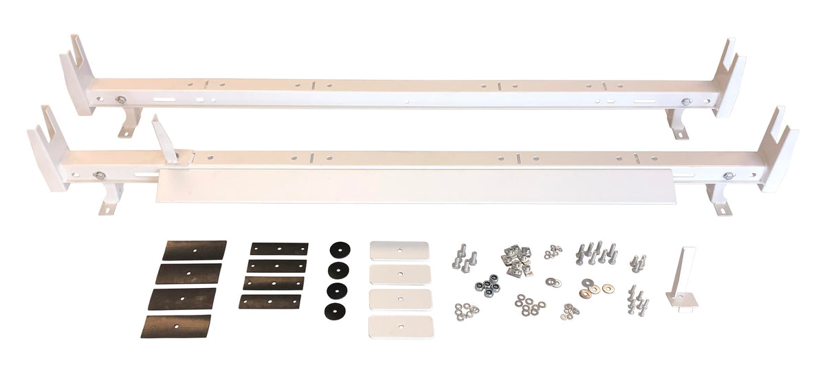 TRAILFX FCLR005W TrailFX Universal Van Ladder Rack Fits Ford Transit-150 2015-2025 Adjustable 2-Bar 500 lb Capacity White Powder-Coated Steel Bolt-On Fit for Vans Without Gutters