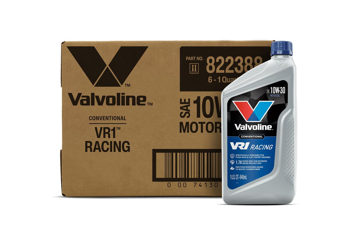VALVOLINE 822388 Valvoline VR1 Racing SAE 10W-30 Motor Oil 1 QT, Case of 6