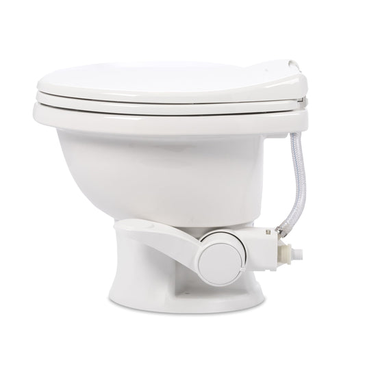 DOMETIC 9610008263 Dometic Model 411 Complete RV Toilet | Round Porcelain Bowl | Universal Fit & 2-Bolt Mount | Low-Profile 13–5/8" Seat Height | Gravity Flush Toilet with Soft-Close Seat | White - (9610008263)