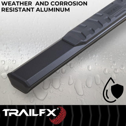 TRAILFX AL4020B TrailFX Nerf Bars Fits 2022-2026 Ford Maverick Titanium Black Powder Coated Aluminum 4.5 Inch Hexagonal Side Steps with Step Pads Rocker Panel Mount Set of 2 Running Boards