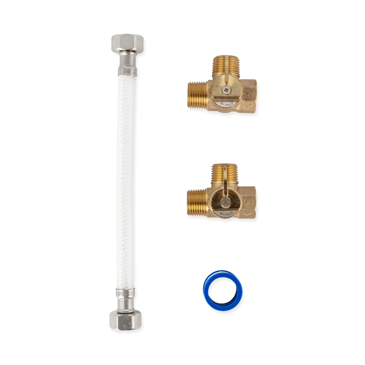 CAMCO 35953 Camco Camper/RV Water Heater By-Pass Kit - Designed to By-Pass Camper Water Heater During RV Winterizing - Features 8-Inch Nylon Reinforced Hose with 2 Brass Valves (35953)