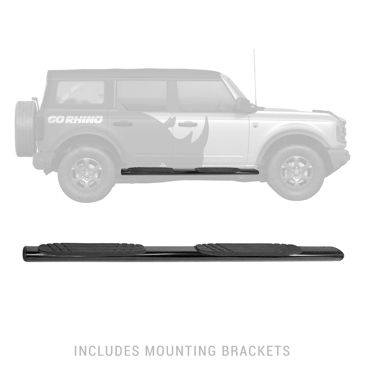 GO RHINO 684412971T RealTruck 4" OE Xtreme Sidesteps & Brackets | Galvanized Steel, Textured Black | 684412971T | Fits 2021-2026 Ford Bronco 4-Door (Excludes Bronco Sport)
