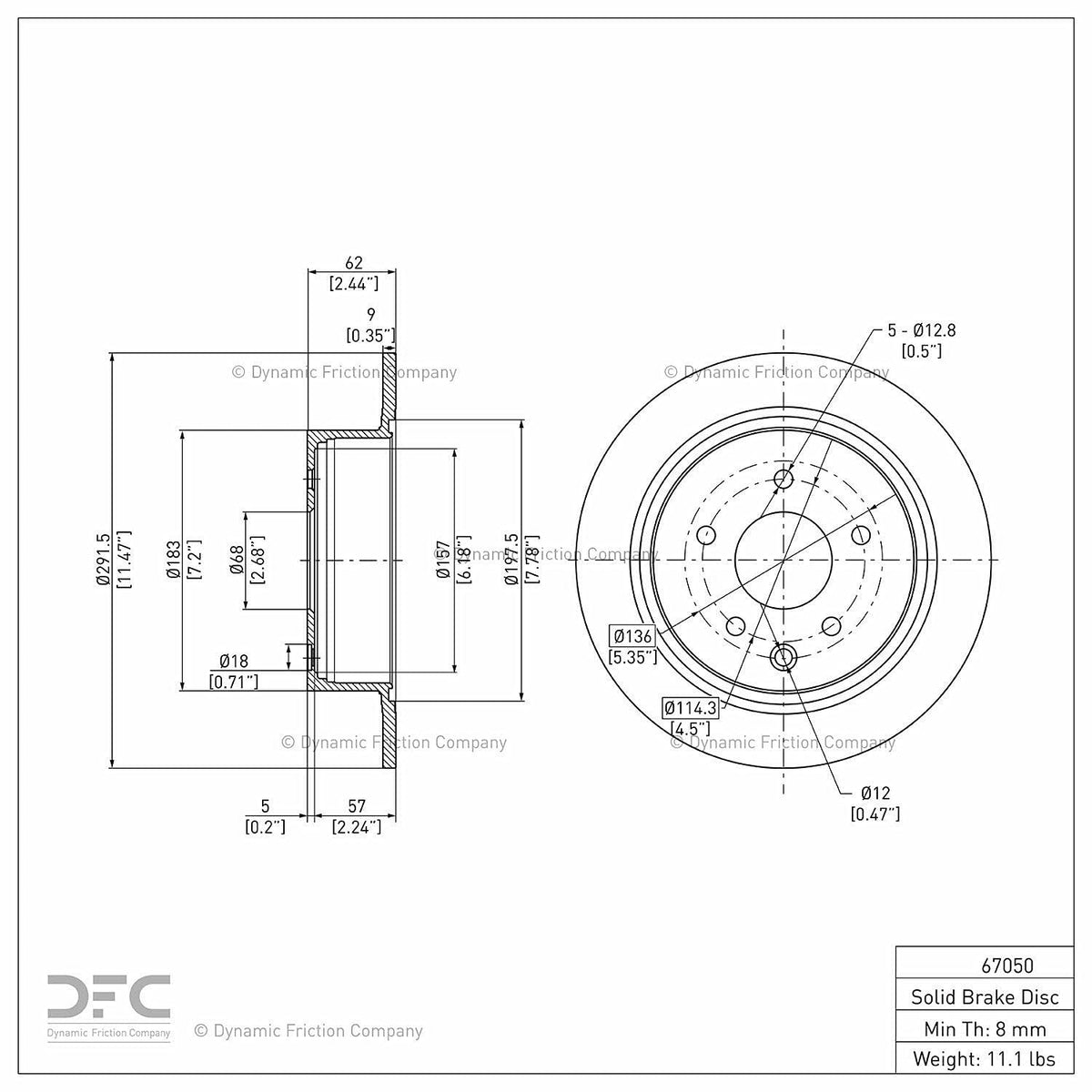 Dynamic Friction 600-67050 Rear Brake Rotor