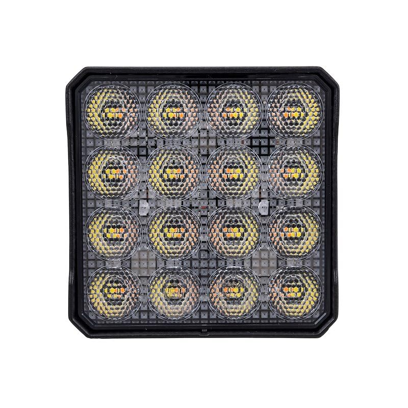 TRAILFX 4X4WLAMF1 TrailFX 4X4WLAMF1 Square LED Work Light 4 Inch 80W Flood Beam Dual White and Amber Flash 11200 Raw Lumens Black Aluminum Pedestal Mount with Installation Hardware
